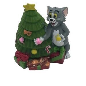 Tom and Jerry Toy Rubber Vinyl Figure Vintage 1993 Holiday Christmas Tree 3.5”